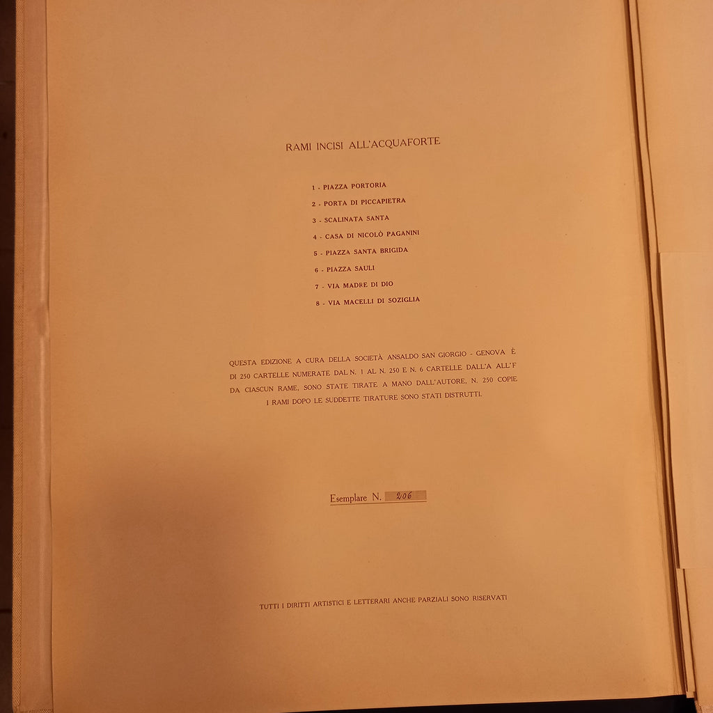 Genova di ieri. Otto acqueforti originali di Federico Ferrari.