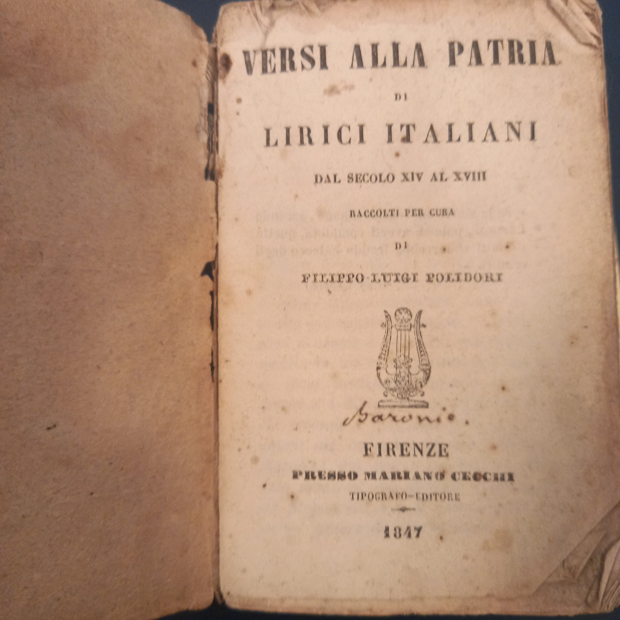 Versi alla patria di lirici italiani dal secolo XIV al secolo XVIII